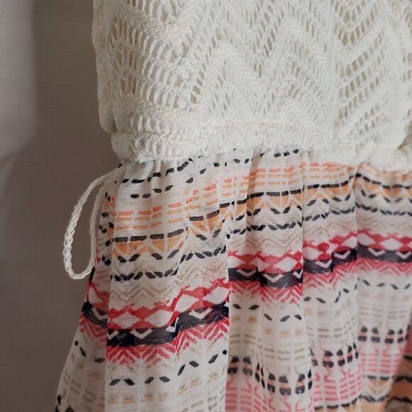 Maurices 0 White Chevron Lace & Striped Dress - Picture 4 of 11